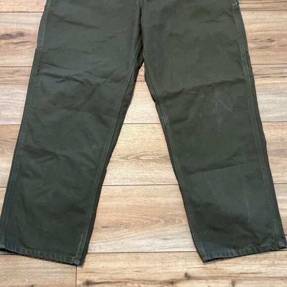 Men's Carhartt Duck Canvas Carpenter Jeans SZ 36x30 Moss Green B11 MOS Work Wear - Picture 3 of 11